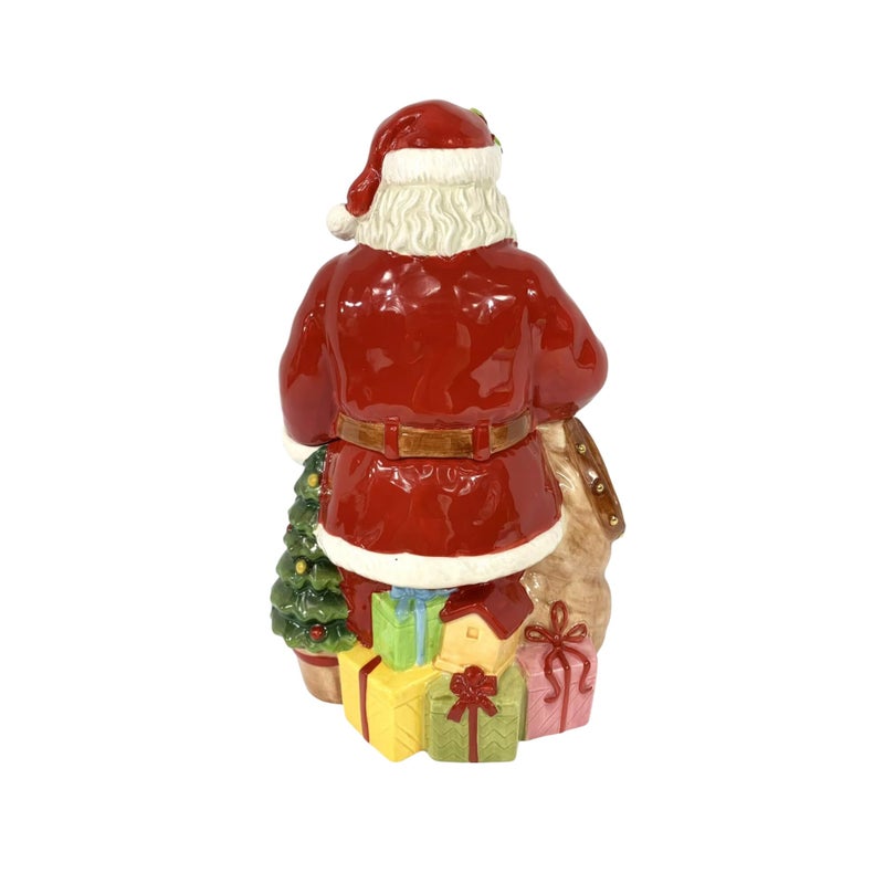 Spode Christmas Tree Santa Cookie Jar - 12" Dolomite Christmas Cookie Jar with Lid for Treats - Santa Candy Jar for Kitchen Counter, Festive Kitchen Decor, Seasonal Cookie Container, Holiday Gift - Image 4